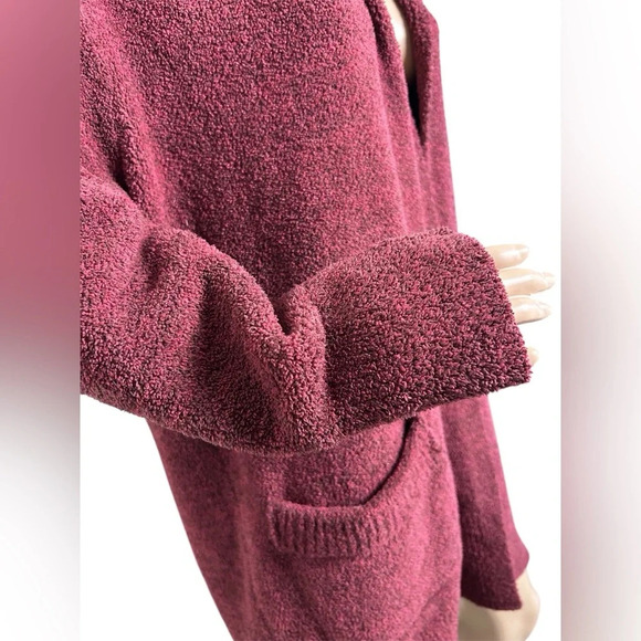 Barefoot Dreams Cali Longline Cozy Open Front Slouchy Wine Cardigan Women Sz S - Picture 4 of 9